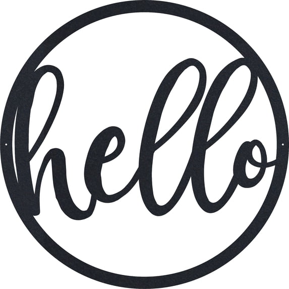 Hello Round Sign - Metal Wall Art