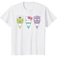 thumbnail image 1 of Hello Sanrio Keroppi Hello Kitty Badtz-Maru Ice Cream Cone Youth T-Shirt, Cute Kitten Tee For Boys Girls Kids, White Color, Size S, 1 of 2