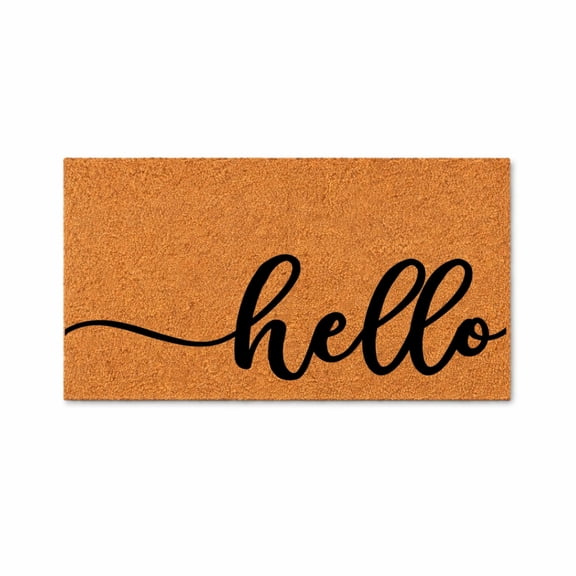 Hello Script Doormat, Front Door Welcome Mat, Entryway Home Decor (36x72 inches) 1488