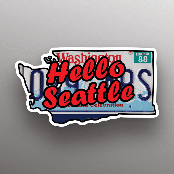 Hello Seattle Washington State Shape Great Gift Idea Single 5 Inch Magnet Made in The USA Car Auto Tool Box Refrigerator Magnet S11872