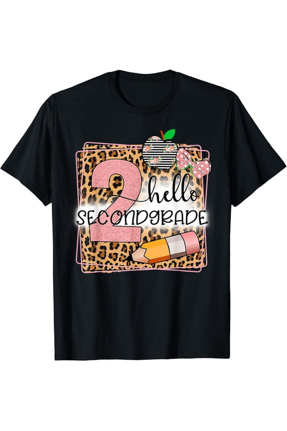 Hello Second Grade 2nd Grade Back To School Teacher Kid Girl T-Shirt Black Large