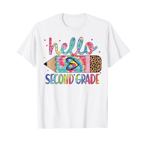 Hello Second Grade Pencil Tie Dye Back to School 2nd Grade T-Shirt