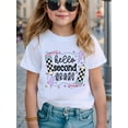 thumbnail image 1 of Hello Second Grade Printed Short Sleeve Girls'Casual Crew Neck T-Shirt, Breathable Knit Fabric, Perfect for School & Casual Attire, Shirts for Girls, Suitable For Boys And Girls Back-To-School Gifts, 1 of 8