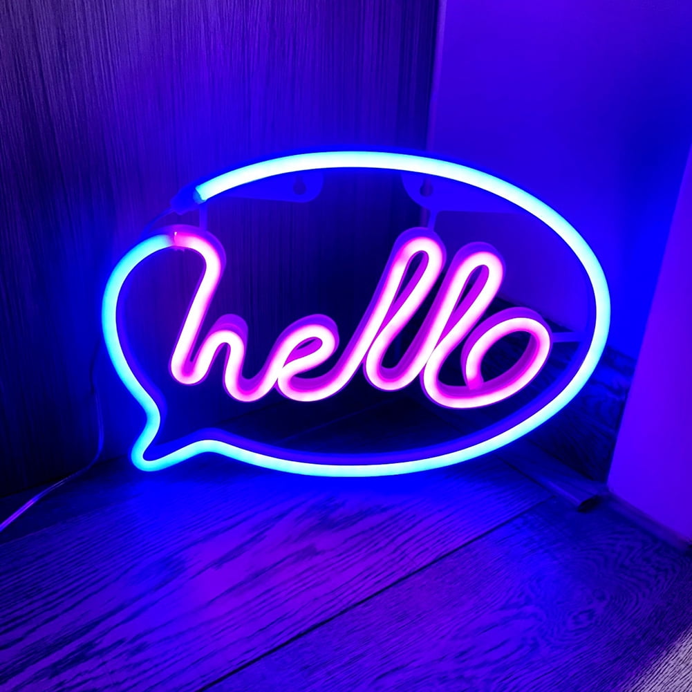 Small Led Hello. Sign Hello Sign Deskp Light, IP45 Waterproof Nightstand Lamps, USB LED Wall ...