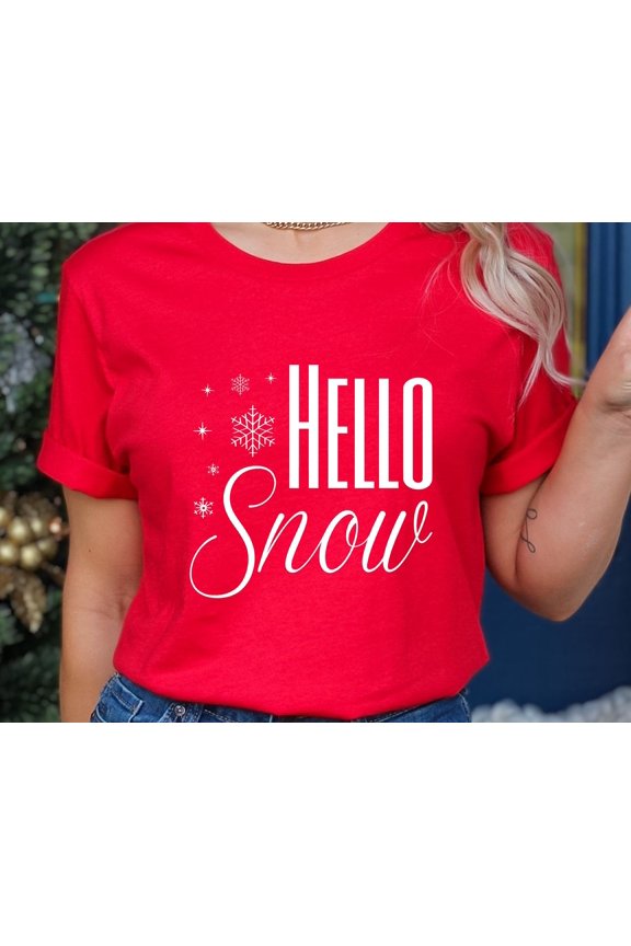 Hello Snow Shirt, Merry Christmas, Cute Xmas Tee, Santa, Christmas Shirts for Women, Christmas Shirt, Holiday Gift,