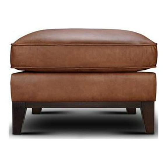 Hello Sofa Home Pimlico Contemporary Top Grain Leather Ottoman in Brown