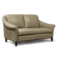 thumbnail image 1 of Hello Sofa Home Sienna Mid-Century Modern Top Grain Leather Loveseat in Beige, 1 of 6