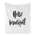 thumbnail image 1 of Hello Soft Flannel Fleece Blanket, Hand Drawn Lettering Design Romantic Inspirational Words Print in Black on Tiny Dots, Cozy Plush for Indoor and Outdoor Use, 70" x 90", Black White, by Ambesonne, 1 of 5
