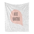 thumbnail image 1 of Hello Soft Flannel Fleece Throw Blanket, Romantic and Message in a Pastel Colored Speech Balloon Hand Drawn Dots, Cozy Plush for Indoor and Outdoor Use, 50" x 60", Blush Black, by Ambesonne, 1 of 5