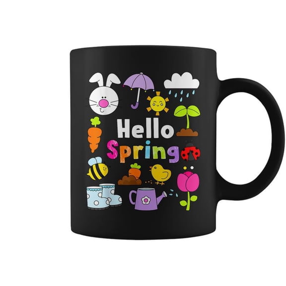 Hello Spring And Easter Day 2024 Bunny Hello Spring Toddler Coffee Mugs
