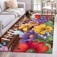 thumbnail image 1 of Hello Spring Area Rugs 4x6 ft Red Yellow Purple Flower Butterfly Floral Wood Grain Washable Rug Non Slip Indoor Carpet Absorbent Floor Mat for Living Room Bedroom Dining Room, 1 of 9