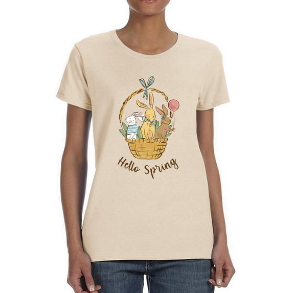 Hello Spring Basket T-Shirt Women -Smartprints Designs, Female 3X-Large