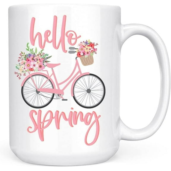 Hello Spring Ceramic Coffee Mug, Cute Spring Mug 15 Oz 57154