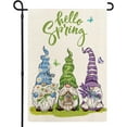 thumbnail image 1 of Hello Spring Cute Gnome Floral Garden Flags for Outside, Butterfly Lavender Daisy Spring Yard Flag, Burlap Double Sided Spring Welcome Garden Flag 12.5x18 for Porch Farmhouse Decor, 1 of 6