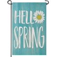 thumbnail image 1 of Hello Spring Daisy Flower Small Decorative Garden Flag, Teal Farmhouse Yard Lawn Outside Decor, Seasonal Rustic Burlap Outdoor Home Decoration Double Sided 12 x 18, 1 of 5