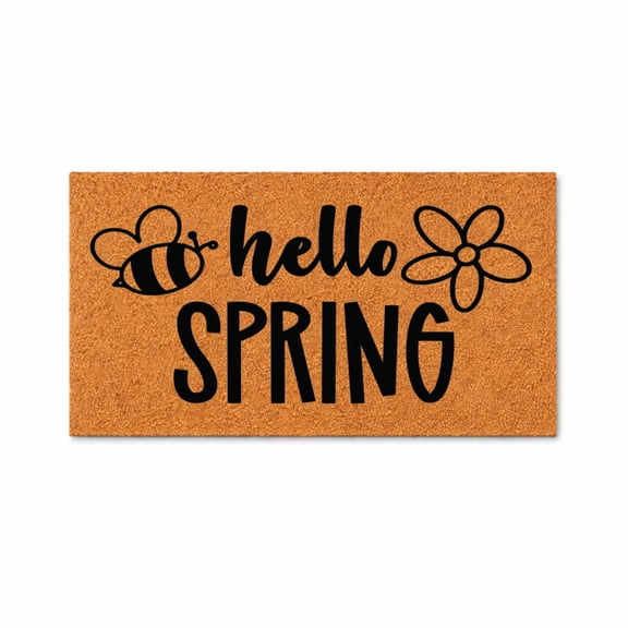 Hello Spring Doormat, Bee Flower Design, Welcome Door Mat, Spring Porch Decor, New Home Gift 5728 (16x24 inches) 5728