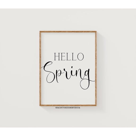 Hello Spring Farmhouse Typography Wall Art, Unframed Paper Print Size 8x12