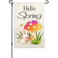 thumbnail image 1 of Hello Spring Flag Rabbit Picking Mushrooms In Spring Garden Flag Double Sided Mushroom Flower Bee Yard Lawn Outside Decor,Holiday Outdoor Home Decoration, 1 of 5