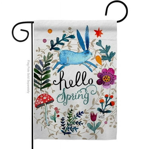 Hello Spring Floral Double-Sided Decorative Garden Flag, Multi Color