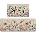 thumbnail image 1 of Hello Spring Floral Flower Kitchen Rugs Set of 2, Hummingbird Butterfly Kitchen Mats Decor, Seasonal Floor Door Mat Home Decorations -17x29 and 17x47 Inch, 1 of 6