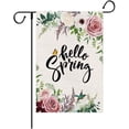 thumbnail image 1 of Hello Spring Floral Garden Flag 12.5 x 18 Inch Welcome Decorative Double Sided Burlap Flag For Spring Summer Farmhouse Yard Seasonal Decor, 1 of 6