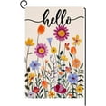 thumbnail image 1 of Hello Spring Floral House Flag 28 x 40 Vertical Double Sided Colorful Flowers Summer Farmhouse Holiday Outside Decorations Burlap Yard Flag BW257-40, 1 of 6