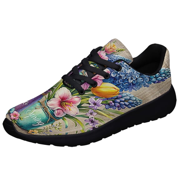 Hello Spring Floral Shoes Sneakers Black Size 13
