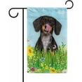 thumbnail image 1 of Hello Spring Floral with Dog Dachshund Garden Flag Summer Flower Home Decor Yard Banner for Outside 12.5 x 18 Inch Double Side, 1 of 6