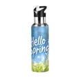 thumbnail image 1 of Hello Spring Fresh Grass Daisies Sports Bottle with Straw Stainless Steel Water Jug Portable Thermal Cup Leak-proof 600ML, 1 of 9