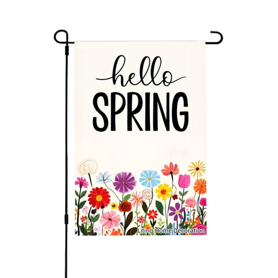 Hello Spring Garden Flag With Colorful Flowers For Home Outdoor Garden Yard Decor 12x18 Inch