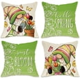 thumbnail image 1 of Hello Spring Gnome Decorative Throw Pillow Covers 18 x 18 Set of 4, Just Bloom Tulip Flower Green Porch Patio Outdoor Pillowcase, Floral Pot Butterfly Seasonal Cushion Case Home Decor, 1 of 5
