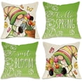 thumbnail image 1 of Hello Spring Gnome Decorative Throw Pillow Covers 18 x 18 Set of 4, Just Bloom Tulip Flower Green Porch Patio Outdoor Pillowcase, Floral Pot Butterfly Seasonal Cushion Case Home Decor, 1 of 6