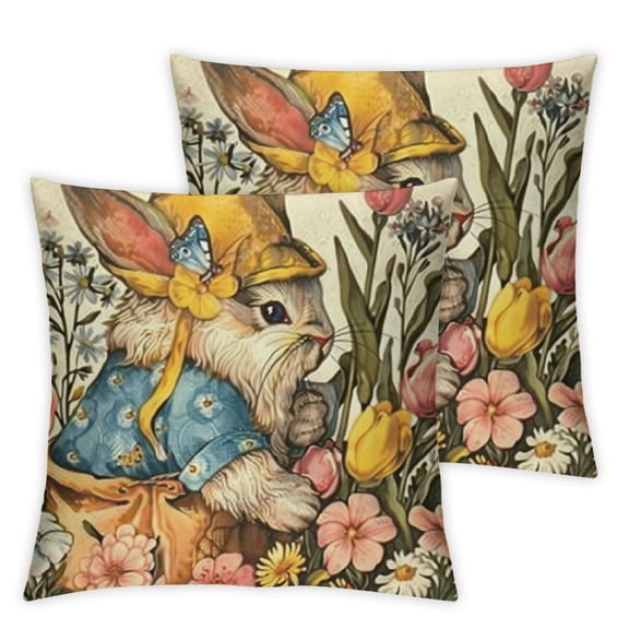 Hello Spring Gnome Decorative Throw Pillow Covers , Spring Just Bloom Flower Cushion Case Decor, Floral Farmhouse Seasonal Home Spring Decoration for Sofa Couch
