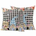 thumbnail image 1 of Hello Spring Gnome Pillow Covers 2 Pack Country Pink Purple Tulip Flower Gnome Floral Black Plaid Pillowcase Waterproof Outdoor Throw Pillow Cover for Patio Garden Square Cushion 24”x24”, 1 of 9
