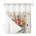 thumbnail image 1 of Hello Spring No Hooks Shower Curtain with Snap-in Liner Love Grows Here Color Flowers Leaf Retro Linen Shower Curtains for Bathroom, Waterproof, Easy Install, Washable 72"x78", 1 of 9