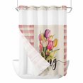thumbnail image 1 of Hello Spring No Hooks Shower Curtain with Snap-in Liner Watercolor Tulip Pink Plaid Shower Curtains for Bathroom, Waterproof, Easy Install, Washable 48"x72", 1 of 9