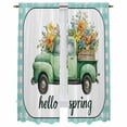 thumbnail image 1 of Hello Spring Kitchen Curtain for Berdoom Living Room Cafe 72 Inch Length, Easter Flowers Green Truck Floral Blue Plaid Tiers Curtains Light Filtering Drapes Window Treatment 2 Panels 52"Wx72"L, 1 of 8