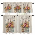 thumbnail image 1 of Hello Spring Kitchen Curtains Valances and Tiers 3pcs Love Grows Here Color Flowers Leaf Retro Linen Tier Curtains and Valance Rod Pocket Valance Curtains Set for Kitchen Bathroom 27.5"x36", 1 of 9