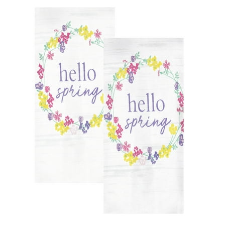 Cuisinart Hello Spring Kitchen Towels, 2-Pack, White