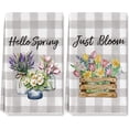 thumbnail image 1 of Hello Spring Kitchen Towels Spring Floral Blossoms Dish Towel 18 x 26 Inch Gray White Buffalo Plaids Flower Hand Drying Tea Towel for Cooking Baking Cleaning Wipes, Set of 2, 1 of 6