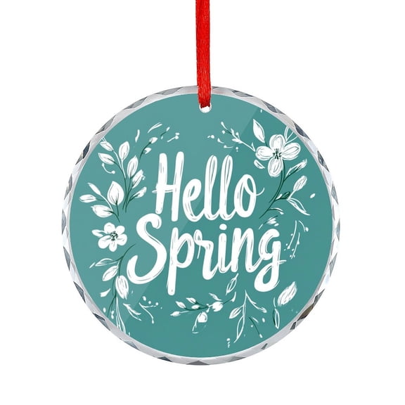 Hello Spring Ornament Mother's Day Summer Round Ornament Appreciation Gifts Ornaments for Xmas Tree