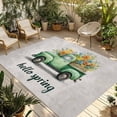 thumbnail image 1 of Hello Spring Outdoor Rug for Patio/Deck/Porch, Non-Slip Large Area Rug 4 x 6 Ft, Easter Flowers Green Truck Vintage Floral Grey Indoor Outdoor Rugs Washable Area Rugs, Camping Rug Carpet Runner, 1 of 8