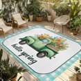thumbnail image 1 of Hello Spring Outdoor Rug for Patio/Deck/Porch, Non-Slip Large Area Rug 5 x 8 Ft, Easter Flowers Green Truck Floral Blue Plaid Indoor Outdoor Rugs Washable Area Rugs, Camping Rug Carpet Runner, 1 of 8