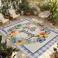 thumbnail image 1 of Hello Spring Outdoor Rug for Patio/Deck/Porch, Non-Slip Large Area Rug 5 x 8 Ft, Farmhouse Floral Eucalyptus Wood Plaid Burlap Indoor Outdoor Rugs Washable Area Rugs, Camping Rug Carpet Runner, 1 of 8