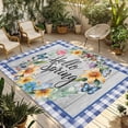 thumbnail image 1 of Hello Spring Outdoor Rug for Patio/Deck/Porch, Non-Slip Large Area Rug 6 x 9 Ft, Farmhouse Floral Eucalyptus Wood Blue Plaid Indoor Outdoor Rugs Washable Area Rugs, Camping Rug Carpet Runner, 1 of 8