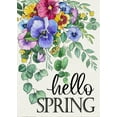 thumbnail image 1 of Hello Spring Pansy Flowers Decorative Garden Flag, Floral Eucalyptus Leaves Yard Outside Decorations, Seasonal Burlap Outdoor Small Home Decor Double Sided 12.5 x 18, 1 of 6
