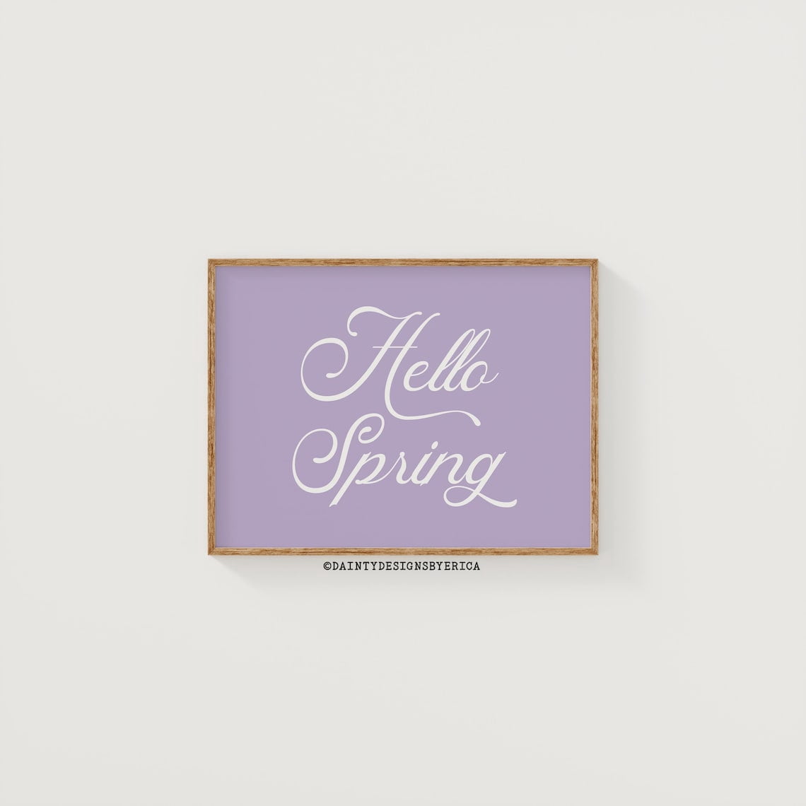 Hello Spring Pastel Purple Wall Art Print, Seasonal Living Room, Home ...