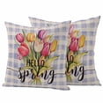 thumbnail image 1 of Hello Spring Pillow Covers 2 Pack Watercolor Tulip Purple Texture Pillowcase Waterproof Outdoor Throw Pillow Cover for Patio Garden Square Cushion 26”x26”, 1 of 9