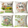 thumbnail image 1 of Hello Spring Pillow Covers 20x20 Set of 4 Floral Throw Pillow Covers Spring Summer Decorative Cushion Covers Truck Biycle Flower Pillow Cases for Home Sofa Couch Outdoor Decor (20 by 20), 1 of 5