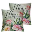 thumbnail image 1 of Hello Spring Pillow Covers  Pink Rose Floral Throw Pillow Covers Summer Flower Shabby Chic Pillow Case for Sofa Bedroom Patio Garden,, 1 of 7